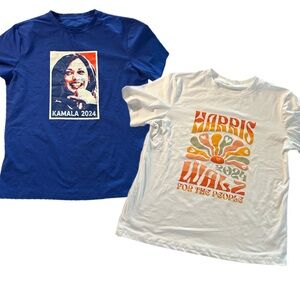 Kamala for president graphic t shirts postage stamp style, groovy style LARGE
